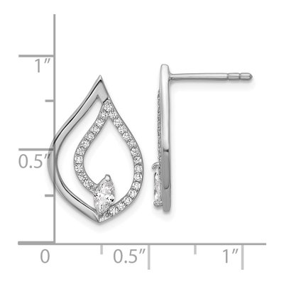Sterling Silver CZ Teardrop Dangle Earrings – view 4