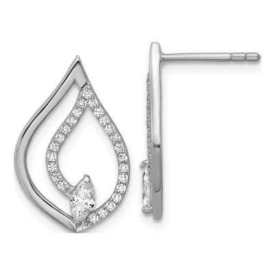 Sterling Silver CZ Teardrop Dangle Earrings