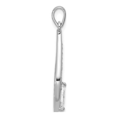Sterling Silver CZ Teardrop Pendant – view 2