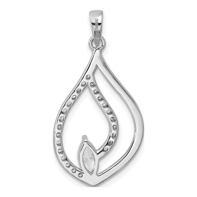 Sterling Silver CZ Teardrop Pendant – view 3