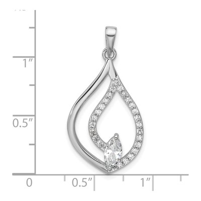 Sterling Silver CZ Teardrop Pendant – view 4