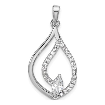 Sterling Silver CZ Teardrop Pendant