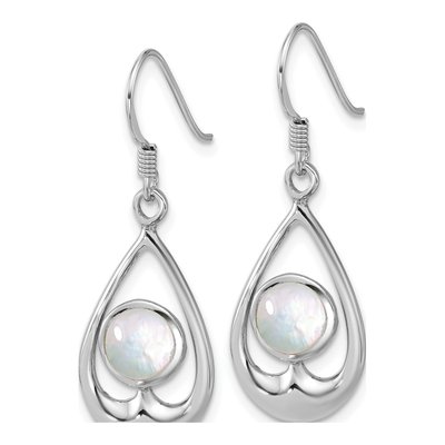 Sterling Silver Mother of Pearl Teardrop Dangle Earrings – view 2