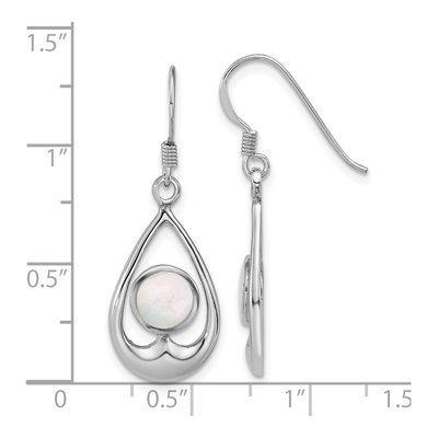 Sterling Silver Mother of Pearl Teardrop Dangle Earrings – view 3