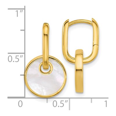 Gold-Plated Sterling Silver 22mm Mother of Pearl Huggie Hoop Earrings – view 3