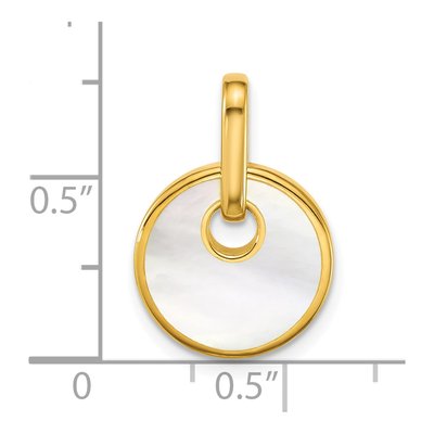 Gold-Plated Sterling Silver Mother of Pearl Circle Drop Pendant – view 4