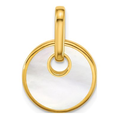 Gold-Plated Sterling Silver Mother of Pearl Circle Drop Pendant