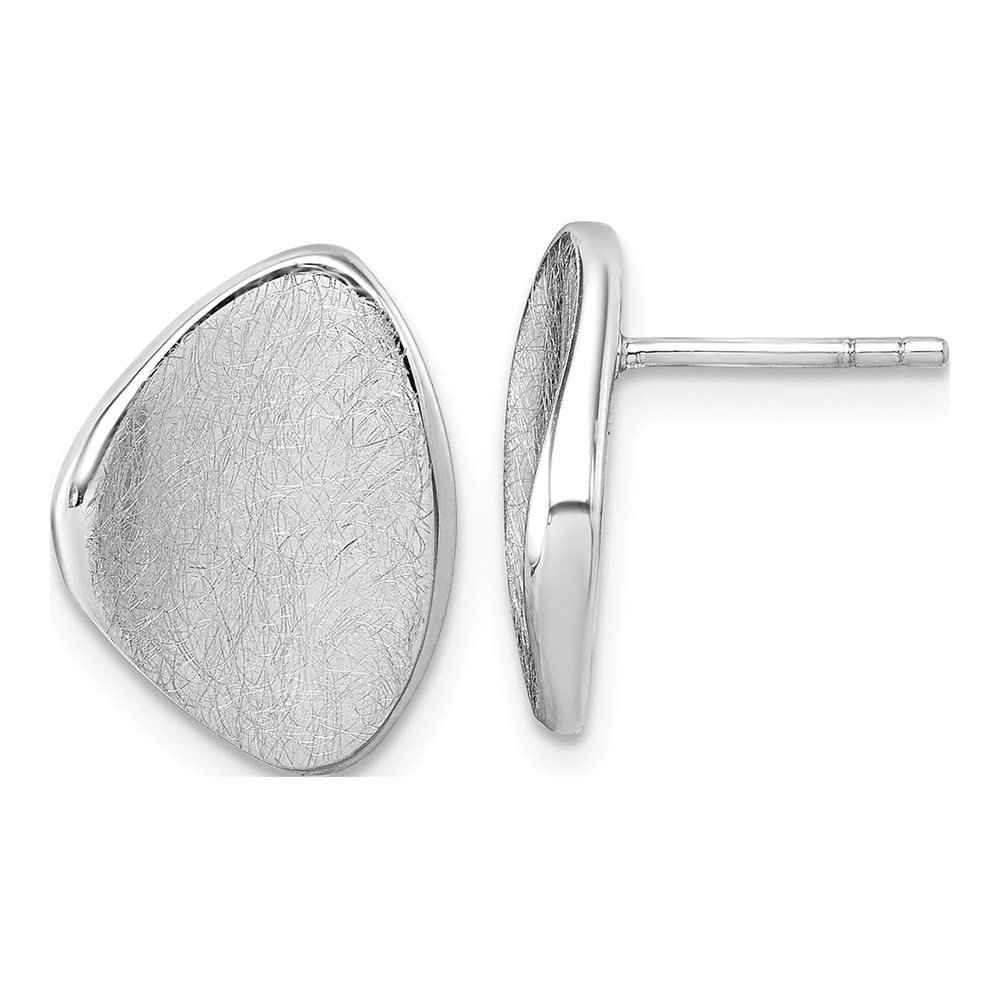 Sterling Silver Rhodium-Plated Scratch Finish Fancy Abstract Post Earrings