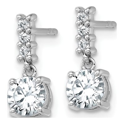 Sterling Silver CZ Dangle Earrings – view 3