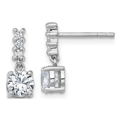 Sterling Silver CZ Dangle Earrings