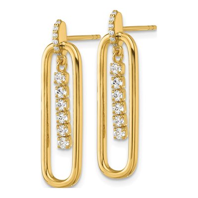 Gold-Plated Sterling Silver CZ Dangle Earrings – view 3