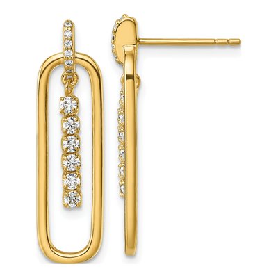 Gold-Plated Sterling Silver CZ Dangle Earrings