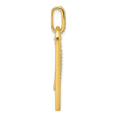 Gold-Plated Sterling Silver CZ Oblong Dangle Pendant – view 3