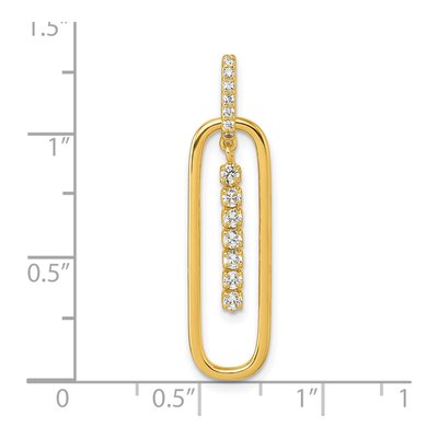 Gold-Plated Sterling Silver CZ Oblong Dangle Pendant – view 5