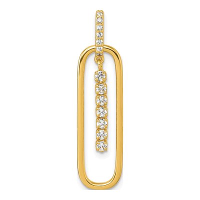Gold-Plated Sterling Silver CZ Oblong Dangle Pendant