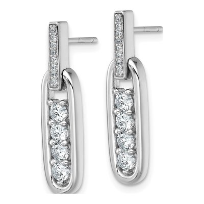 Sterling Silver CZ Elongated Oval Dangle Earrings – view 3