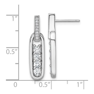 Sterling Silver CZ Elongated Oval Dangle Earrings – view 4