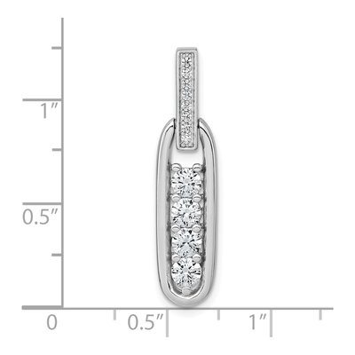 Sterling Silver CZ Elongated Oval Pendant – view 5
