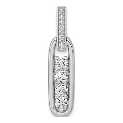 Sterling Silver CZ Elongated Oval Pendant