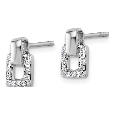 Sterling Silver CZ Square Stud Earrings – view 3