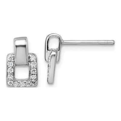 Sterling Silver CZ Square Stud Earrings