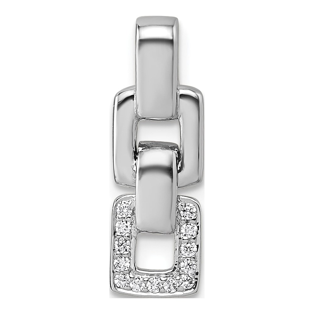 Sterling Silver Rhodium-Plated Polished White Cz Double Square Pendant