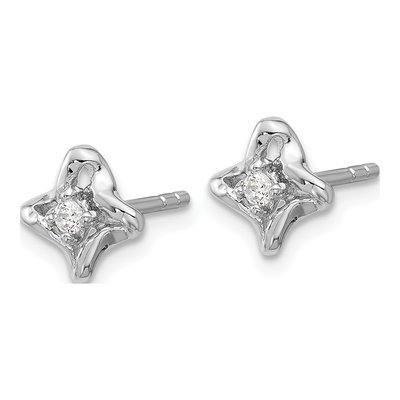 Sterling Silver CZ Twisted Button Stud Earrings – view 2