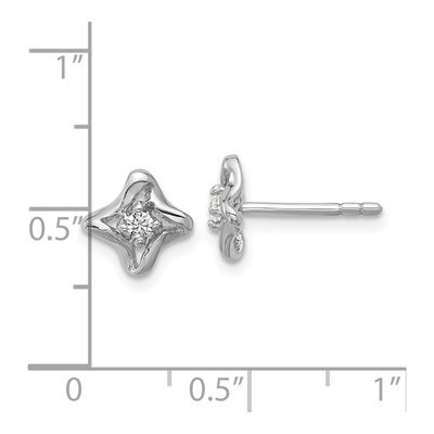 Sterling Silver CZ Twisted Button Stud Earrings – view 4