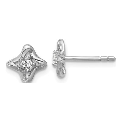 Sterling Silver CZ Twisted Button Stud Earrings