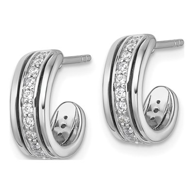 Sterling Silver 13mm CZ J- Hoop Earrings – view 3
