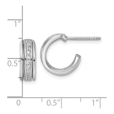 Sterling Silver 13mm CZ J- Hoop Earrings – view 4