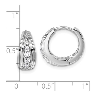 Sterling Silver 14mm CZ Huggie Hoop Earrings – view 4