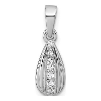 Sterling Silver CZ Tear Drop Pendant