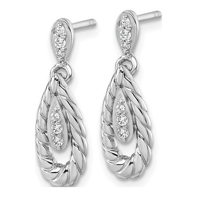 Sterling Silver CZ Teardrop Dangle Earrings – view 3