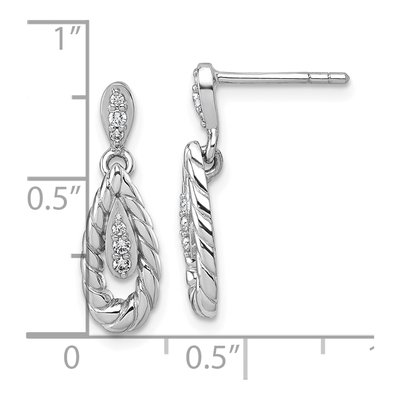 Sterling Silver CZ Teardrop Dangle Earrings – view 4