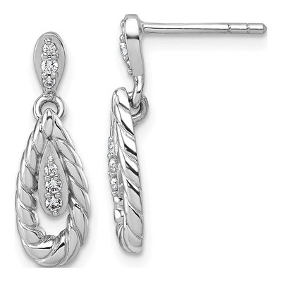 Sterling Silver CZ Teardrop Dangle Earrings