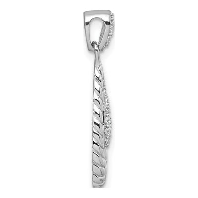 Sterling Silver CZ Twisted Teardrop Pendant – view 3
