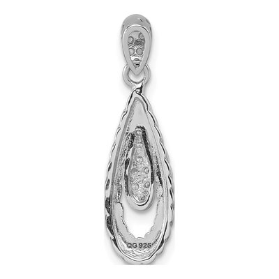 Sterling Silver CZ Twisted Teardrop Pendant – view 4