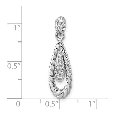 Sterling Silver CZ Twisted Teardrop Pendant – view 5