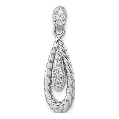 Sterling Silver CZ Twisted Teardrop Pendant