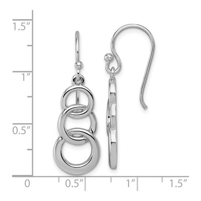 Sterling Silver Triple Circle Dangle Earrings – view 4