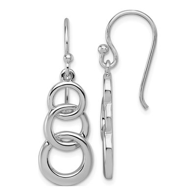 Sterling Silver Triple Circle Dangle Earrings