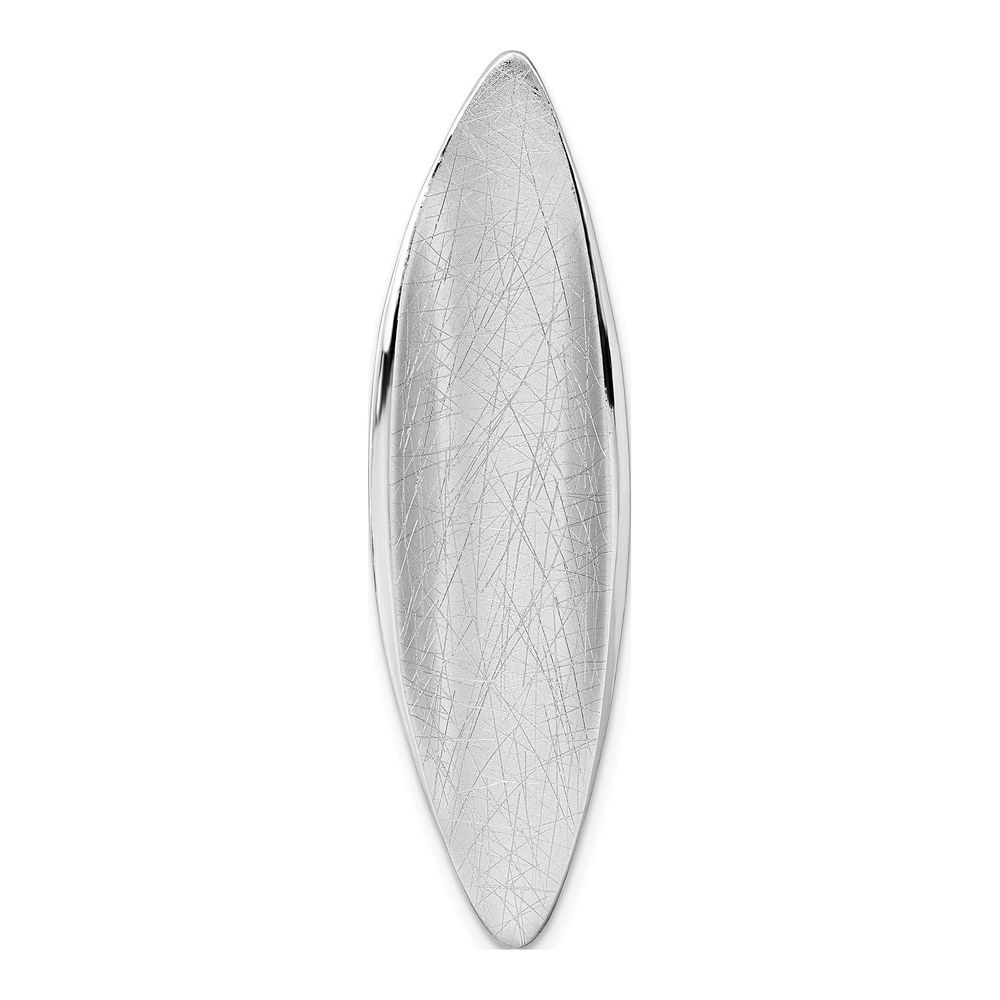 Sterling Silver Rhodium-Plated Polished And Brushed Fancy Concave Oval Chain Slide Pendant