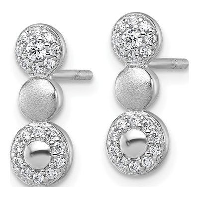 Sterling Silver CZ 3-Circles Dangle Earrings – view 3