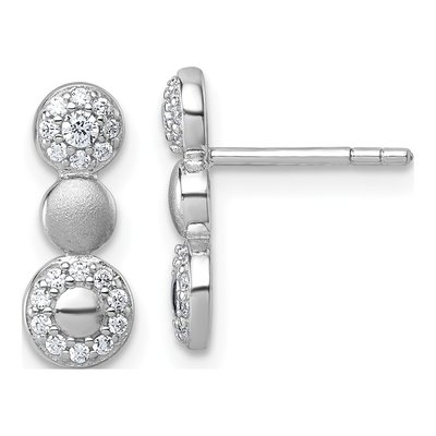 Sterling Silver CZ 3-Circles Dangle Earrings