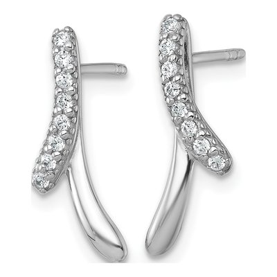 Sterling Silver CZ Ribbon Dangle Earrings – view 3
