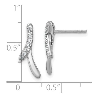Sterling Silver CZ Ribbon Dangle Earrings – view 4