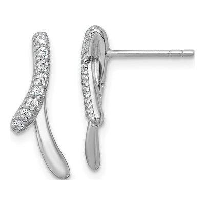 Sterling Silver CZ Ribbon Dangle Earrings