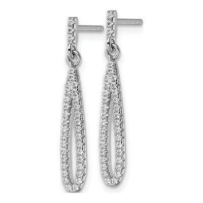 Sterling Silver CZ Oval Dangle Earrings – view 3