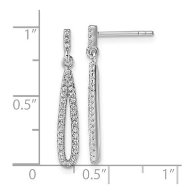 Sterling Silver CZ Oval Dangle Earrings – view 4
